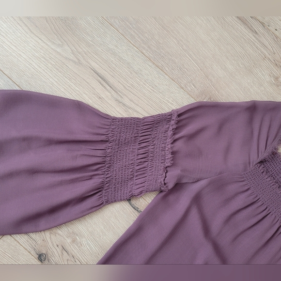 Theory 100 % Silk Peasant Alterina Purple Blouse Size M - Picture 6 of 8